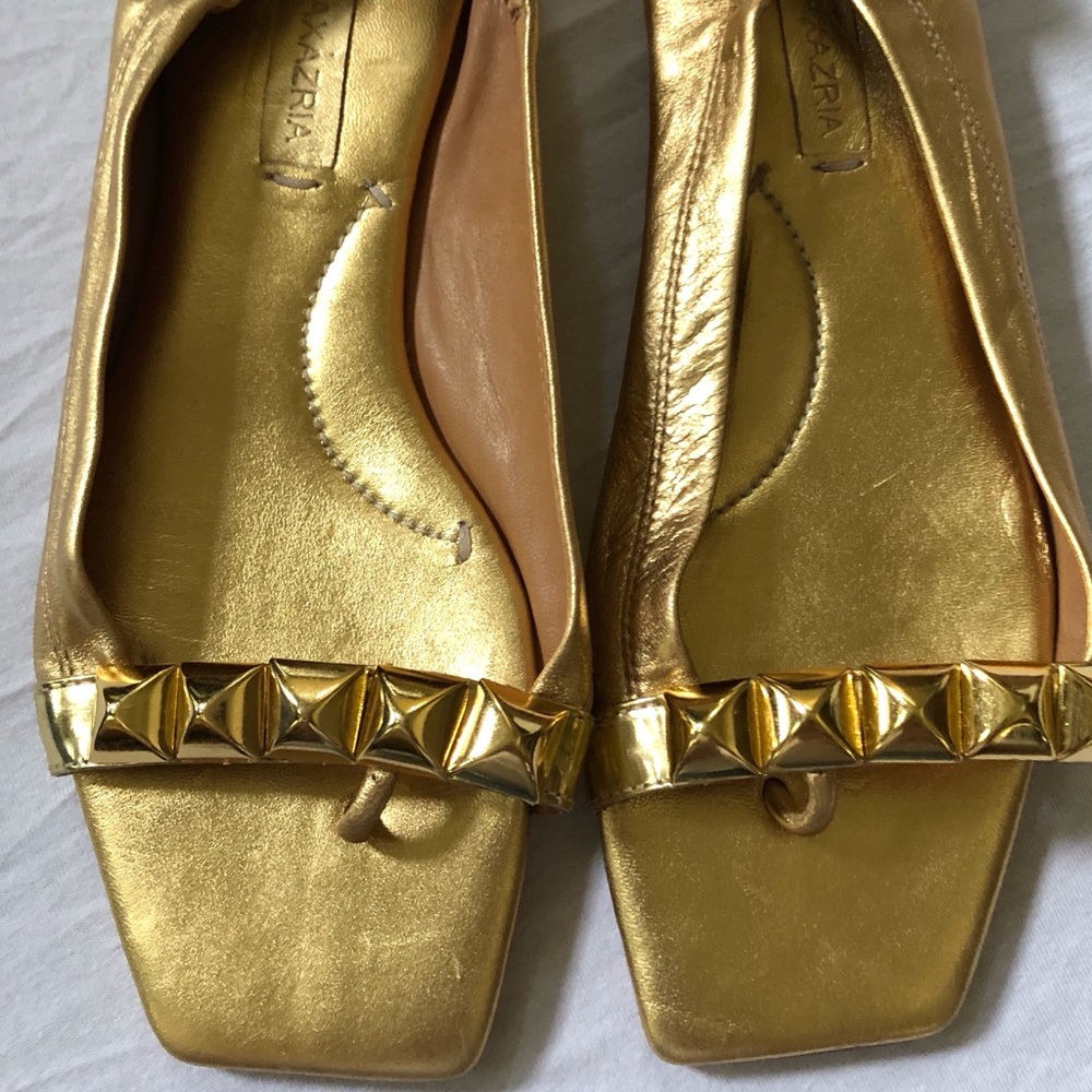 BCBG MAXAZRIA KANDRA FLAT GOLD BALLERINA SANDALS